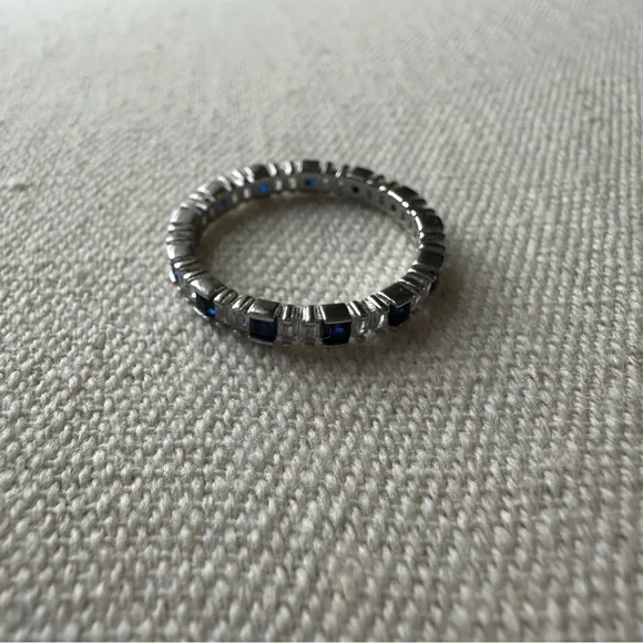 925 Sterling Silver Ring Sapphires and lab diamonds? - Picture 7 of 7